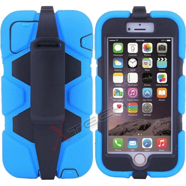 IPHONE 6 PLUS HEAVYDUTY BUILDER CASE BLUE WITH STAND